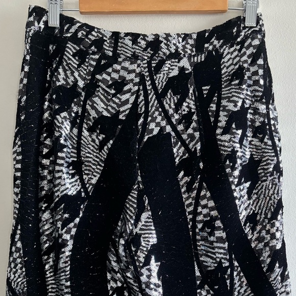 Halpern Tapered Sequin Trousers Black Silver Disco Party Nightclub Sz 28 - Picture 8 of 16